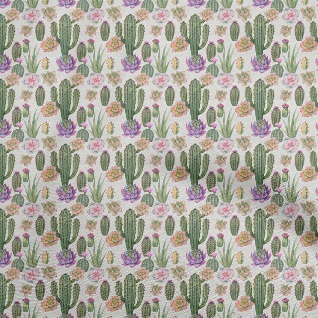 oneOone Silk Tabby Green Fabric Cactus Craft Projects Decor Fabric Printed By The Yard 42 Inch Wide