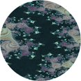 thumbnail image 1 of Ahgly Company Tapis d'Intérieur Ronds Transitionnels Verts Lavables à la Machine, 4 Pieds Rond, 1 of 7