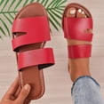 thumbnail image 1 of Graduation Gift AXXD Womens Dress Sandals Red New Summer Flat Sandals Open Toe Casual Slides, 1 of 5