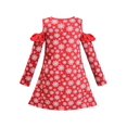 thumbnail image 2 of Robe Fille Rouge Épaules Dénudées Flocons de Neige Cœur Saint-Valentin 6 Ans, 2 of 5