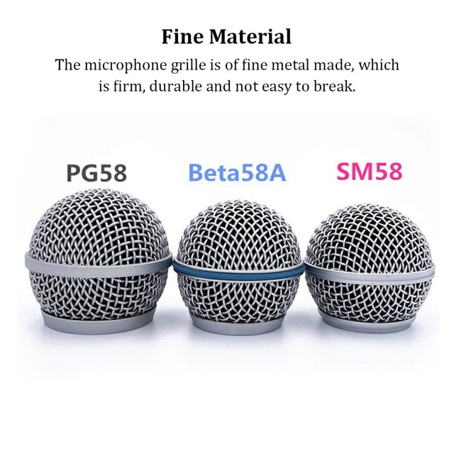 Grille de Microphone de Remplacement Portable Professionnel Détachable Filaire Sans Fil Intégré Éponge KTV Partie Concert Micro Tête Partie Type 5 Argent