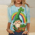 thumbnail image 1 of Mceream T-Shirts pour Femmes à Manches 3/4 Longueur St Patricks Day Shirt, Col Rond de Printemps, T-Shirts Décontractés, Blouses à Imprimé Floral, T-Shirts Graphiques, Tenues d'Été, Hauts Boho, Grande Taille, Chemises à Imprimé Trèfle TTG, 1 of 5