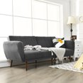 thumbnail image 3 of Costway Convertible Futon Sofa Bed Adjustable Couch Sleeper w/ Wood Legs Grey, 3 of 10