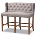 thumbnail image 1 of Bowery Hill Grey Upholstered Walnut Finished Bar Stool Bench, 1 of 10