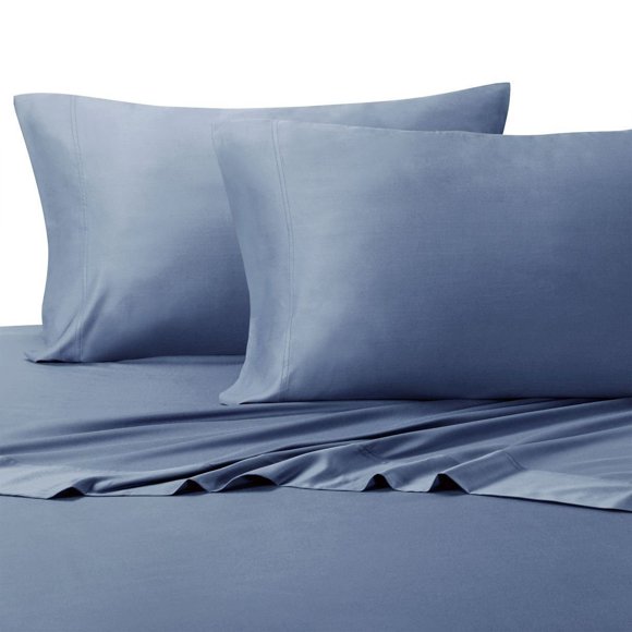 sheetsnthings Solid Viscose from Bamboo-Cotton Hybrid, Hybrid, 4PC Top-Split-King Sheets Set for Adjustable Beds, Periwinkle