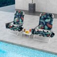 thumbnail image 2 of Gymax Ensemble de Camping 3 Pcs 2 Pcs Chaises de Plage Pliantes Légères et Table d'Appoint Portable en Aluminium avec Dossier Réglable à 5 Niveaux Extérieur, 2 of 10