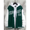 thumbnail image 2 of Faithtur Men's Spring Autumn Casual Coat Long Sleeve Letter Printed Button Up Contrast Color Baseball Jacket, 2 of 4