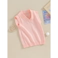 thumbnail image 3 of FOCUSNORM Toddler Sweater Vest Lightweight Sleeveless V Neck Solid Color Pullover Knitted Tank Tops, 3 of 9