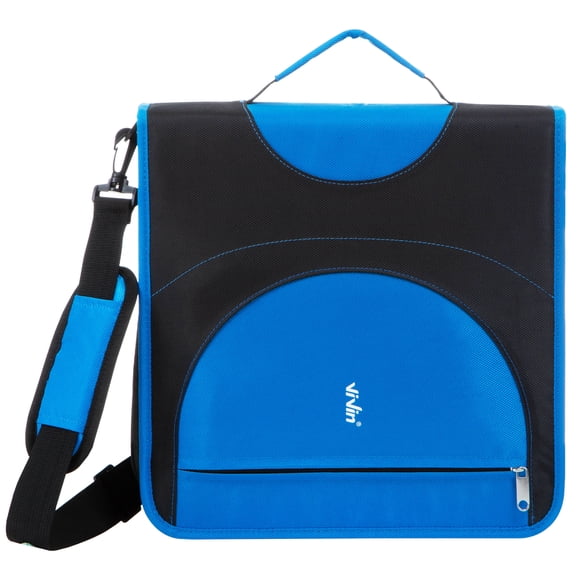 ViVin Zipper Binder 2 Inch O-Ring 450 Sheet Capacity, Multiple Tab and Zip Pockets, Office Supplies,Blue