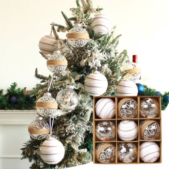 SuoKom Décorations Ornement de Noël de Sapin de Noël Boules de Noël 9 Pcs Ensemble d'Ornements de Noël, Styles Multiples Ornements pour Décoration de Fête Décorations de Noël en Liquidation