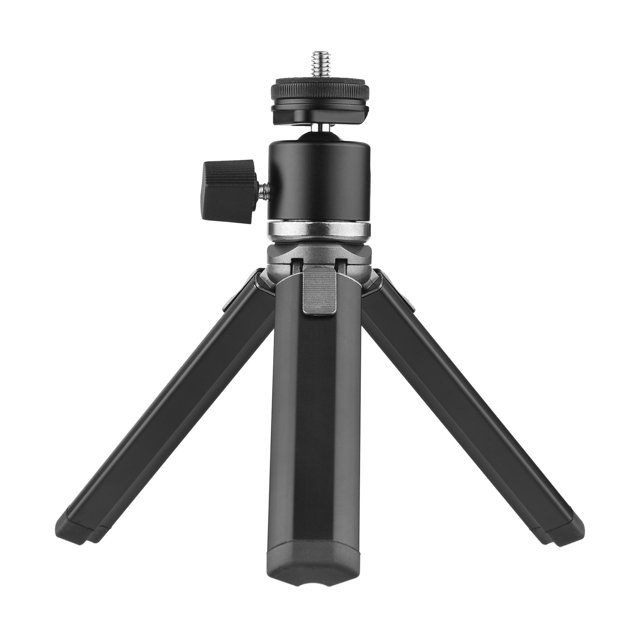 Labymos Aluminum Alloy Mini Tripod + Dual Use Ball Head Portable Tripod Stand Handle Grip Rotatable Ball Head with 1/4 Inch Screw Cold Shoe Mount for Phone Camera Selfie Video Recording Live Stream