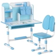 thumbnail image 1 of kluokesi 1 Ensemble Chaise de Bureau pour Enfants, Hauteur Réglable Table d'Étude pour Enfants avec Correcteur d'Assise, Design de Partition (Bleu), 1 of 8