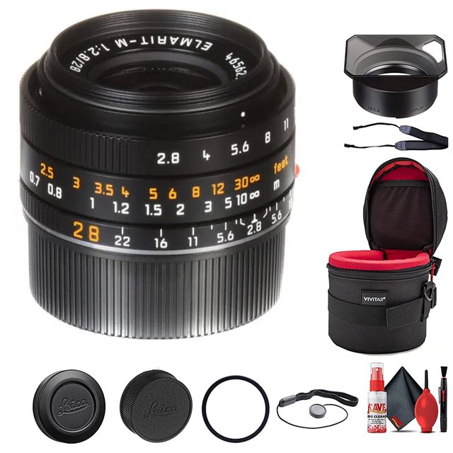 Leica Elmarit-M 28mm f/2.8 ASPH Lens + 4.5" Padded Case + Memory Card Wallet + Lens Cap Keeper + 6Ave Cleaning Kit