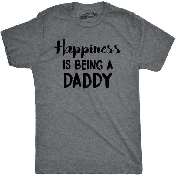 Mens Happiness Is Being a Daddy Funny Fathers Day Family Proud Dad T shirt (Dark Heather Grey) - M