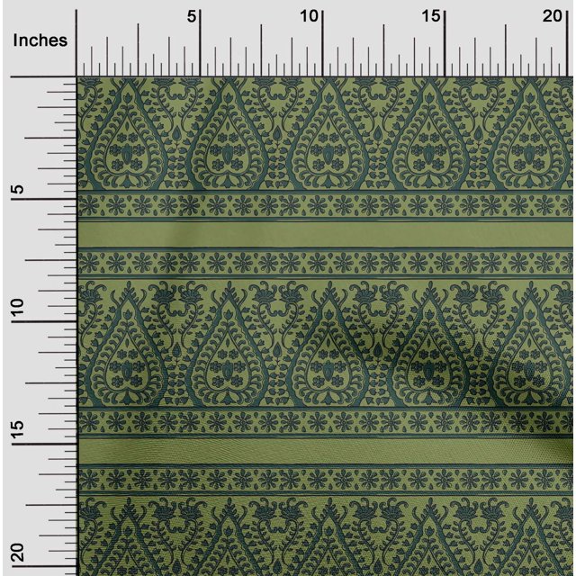 oneOone Polyester Lycra Fabric Stripe|Leaves & Floral Block Print Sewing Fabric BTY 56 Inch Wide
