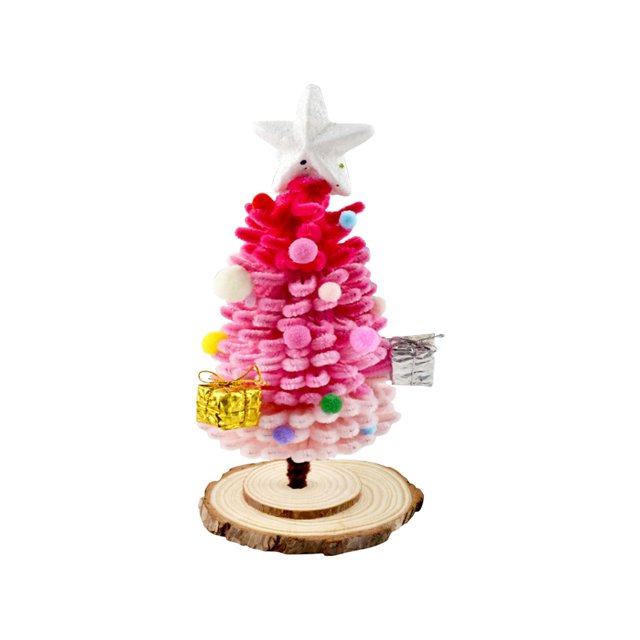 WLOELOEW Color C Dreamy Pink Twist Stick Christmas Tree Diy Kit Polyester Material 20 Cm High 7.9 Inches Romantic And Festive Diy Kit C