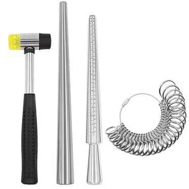 Amdohai Metal Ring Sizer Set Finger Measuring Ring with Rings Mandrel Sizer Finger Sizing Measuring Stick Ring Jewelry Tools Set