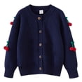 thumbnail image 2 of Zwiiyzr Girls Sweaters Kids Open Front Button Down Long Sleeve Knit Cardigans Sweater Cardigan Jacket 2-8Y Navy, 2 of 3