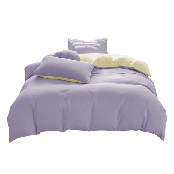 Maplenight Premium All-Season Queen Size 4-Piece Bedding Set - Soft Washable Cotton Duvet Cover, Fitted Sheet & Pillowcases (Multiple Colors) Purple