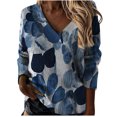 thumbnail image 1 of Pompotops Femmes à Manches Longues Casual Grande Taille Léopard Patchwork V-Cou T-Shirt Tops, 1 of 1