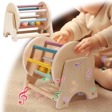 Early Education Toys Textured Textile Drum for Babies - Educational Sensory Drum with Rotating Inside for Fine Motor Skills and Color Learning