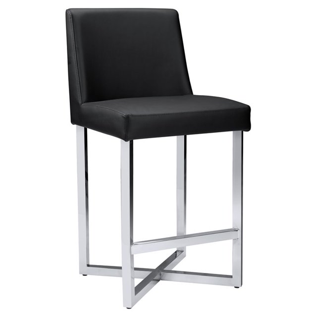 Sunpan Howard 25.25" Contemporary Faux Leather Counter Stool in Black