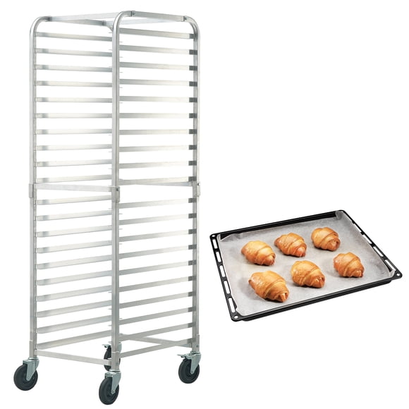 KFFKFF Support de Plateau à Pain, Étagères à Pâtisserie Industrielles à 20 Niveaux avec Roulettes Verrouillables, Chariot de Rangement Métallique pour Feuilles Mi-Longues et Pleines, 26 Pouces L x 20,4 Pouces L x 70 Pouces H