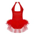 thumbnail image 4 of Oyolan Robe Tutu en Tulle à Strass Col Halter Scintillant pour Filles Vêtements Contemporains Robes de Danse Ballet pour Enfants Rouge 14, 4 of 7