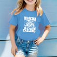 thumbnail image 1 of Hauts Filles Décontractés Enfants Motif Lettres Multicolores Manches Courtes Col Rond T-Shirts et Chemises, 1 of 3