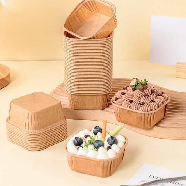 Birdeem Cup Sets for Kitchen,Baking Sets for Kitchen,Cupcake Cup Disposable Lidless Baking Paper Cake Box Packaging Box Special Baking Resistance of 50 Sets,Cup Cake Boxes,Cup Cake Paper Cup