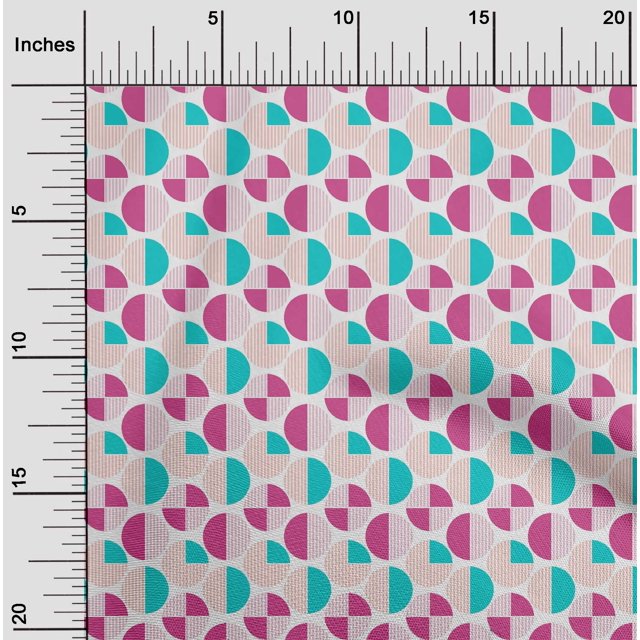 oneOone Cotton Poplin Fabric Circle Geometric Fabric Prints By Yard 42 Inch Wide