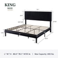 thumbnail image 3 of Amolife King Size Upholstered Platform Bed Frame with Adjustable Velvet Headboard, Black, 3 of 8