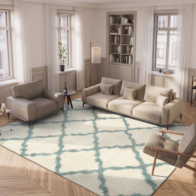 Hawthorne Collection Tapis Shag Ivoire - 8 Pieds x 10 Pieds