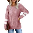 thumbnail image 2 of T-Shirts Décontractés à Rayures à Manches Longues pour Femmes, Col Rond, Hauts Unis, Blouse Ample Décontractée, 2 of 4
