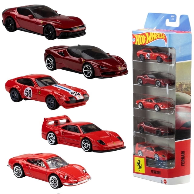 Hot Wheels Ferrari 5-Pack, Set of 5 Die-Cast Toy Ferrari