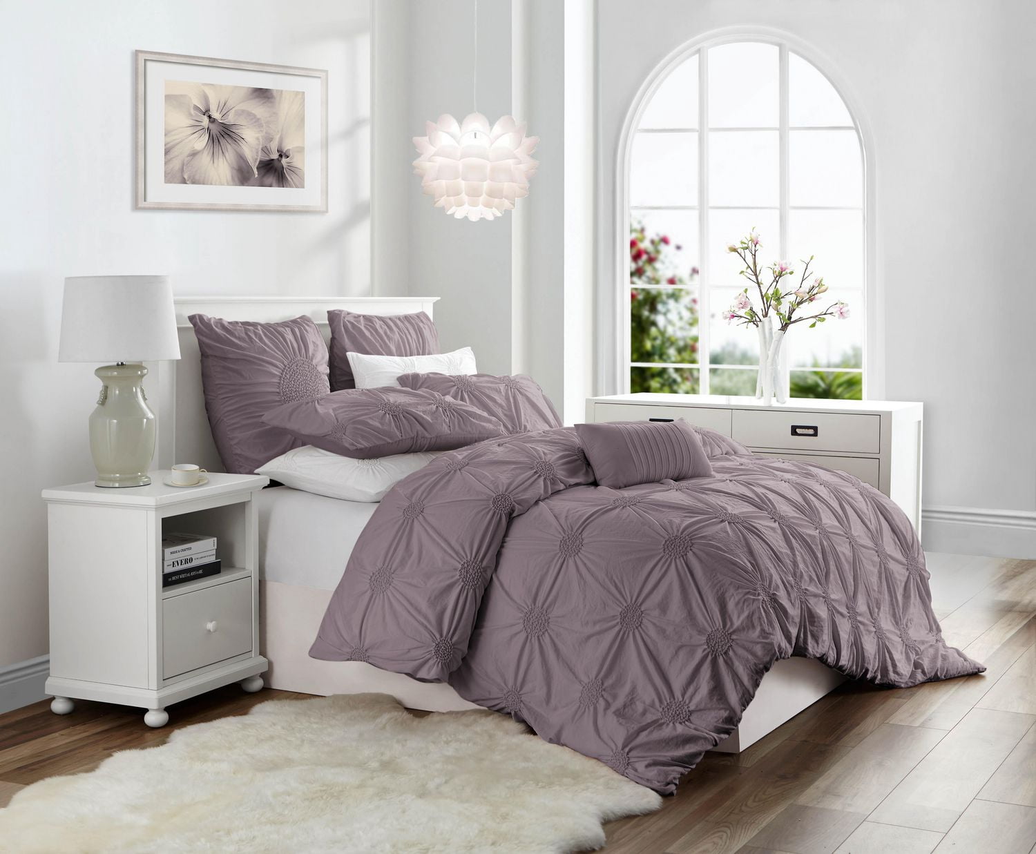 Luxury Floral Ruched High Quality Duvet Cover Set