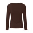 thumbnail image 5 of WEIYLL Ladies Summer Tops U Neck Lace Long Sleeve Loose Solid Brown Blouse Sizes M, 5 of 5
