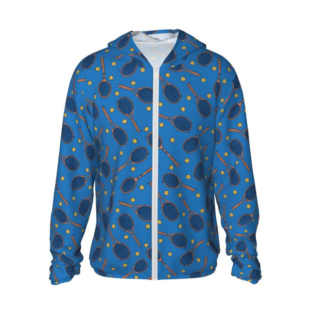 Vsdgher Tennis Rackets 1 Print Adult Hoodie Shirts Rash Guard for Men Women,Long Sleeve Sun Protection Fishing Shirts for Athletic Running Swim-Medium