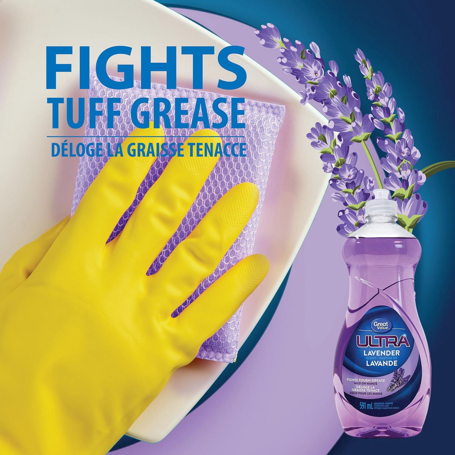 Great Value Ultra Lavender Scented Concentrated Dishwashing Liquid 591ML