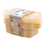 3 Pack - Food Grade Plastic Storage Containers - 3-Piece Set of Rectangular Sealed Food Containers Microwave & Freezer Safe Transparent Kitchen, JKODE