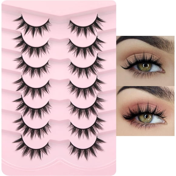 SURJDE Manga Lashes False Eyelashes Doll Dramatic Eyelashes Anime Cosplay Japanese Style Lashes Spiky Long Thick Mink Eye Lash Strips by