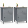 thumbnail image 1 of Costway Table de Chevet 2 Pcs Tiroir Table d'Appoint Bout de Canapé Armoire de Rangement Gris, 1 of 10