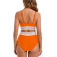 thumbnail image 4 of YUTK Plus Size High-Waisted Bikini Sets - Women's Bikini High Waisted Split Color Suit with Drawstring Gathered Abdominal Swimsuit Orange S, 4 of 9