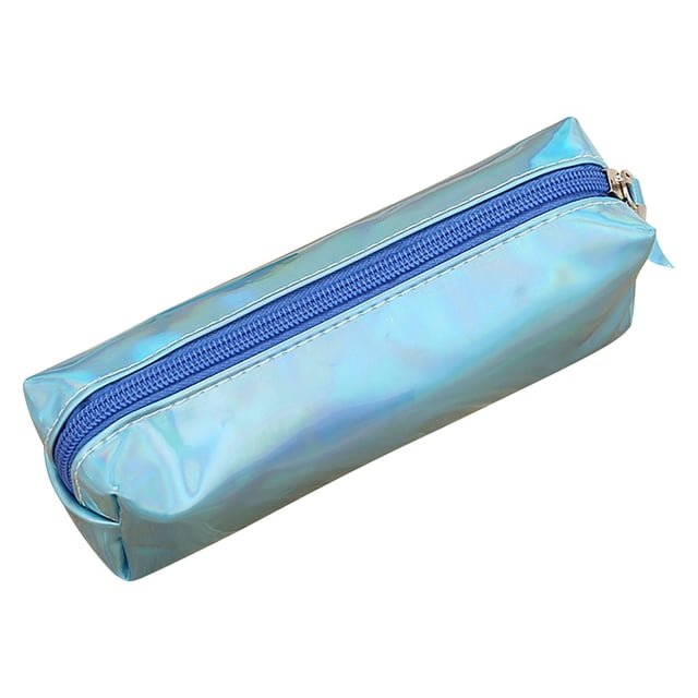 SUWHWEA Organization and Storage , Trousse Colorée, Porte-Monnaie de Rangement, Sac de Papeterie Multifonction. une Trousse Compacte en PU avec une Finition Unie Bleu iridescent et une Dureté Mi-Douce. Comprend une Fermeture Éclair Bleue et Mesure 19x5.5x4.5cm. Idéale pour les Écoles, les Bureaux et comme Organisateur de Papeterie.