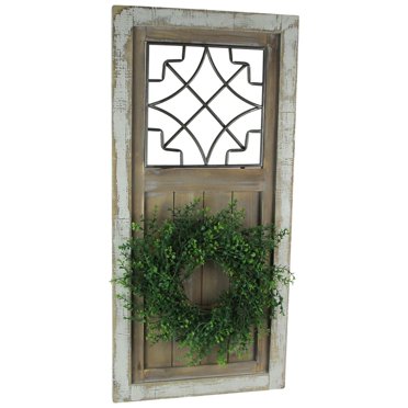 Decorative Wooden Door Wall Art Metal Accent Window Rustic Home Decor Sculpture