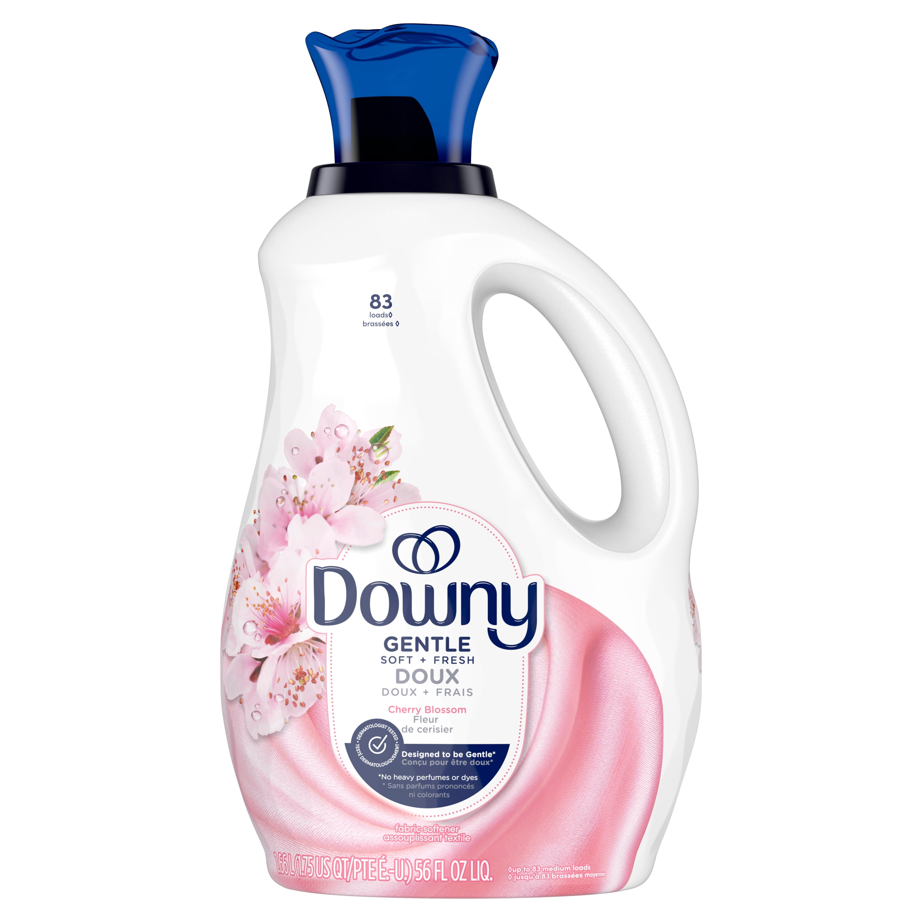 Downy Gentle Soft + Fresh Fabric Softener Liquid, Cherry Blossom Scent, 1.66 L, 83 loads, Liquid Fabric Softener Designed to be Gentle on Skin