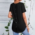 thumbnail image 4 of cfhntfmh Hauts Côtelés pour Femmes Manches Courtes T-Shirts Basiques Décontractés d'Été Col Rond Ourlet Incurvé, 4 of 7