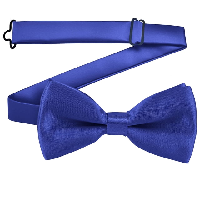 Xfvqtps Boys Bow Tie Solid Color Bowties Adjustable Neckties for Uniform School Party Blue