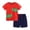 D Red, variant on Toddler Pajamas Children's Summer Crocodile Prints Printed Short Sleeved Pajamas Set Cotton Sleepwear for Kids Boys Pyjama Garcon Grey 6 Years-7 Years