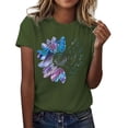 thumbnail image 1 of WEIYLL T-Shirts pour Femmes Imprimé Lettre Manches Courtes Col Rond Vert Foncé Tailles TTTG, 1 of 1